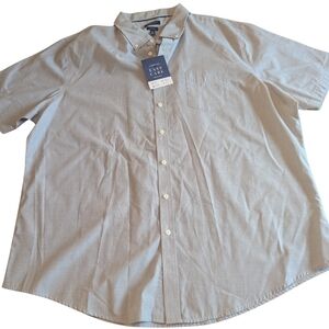 NWT Croft & Barrow Men's XXL Gray Easy Care Woven Short Sleeve Camp Shirt Pocket